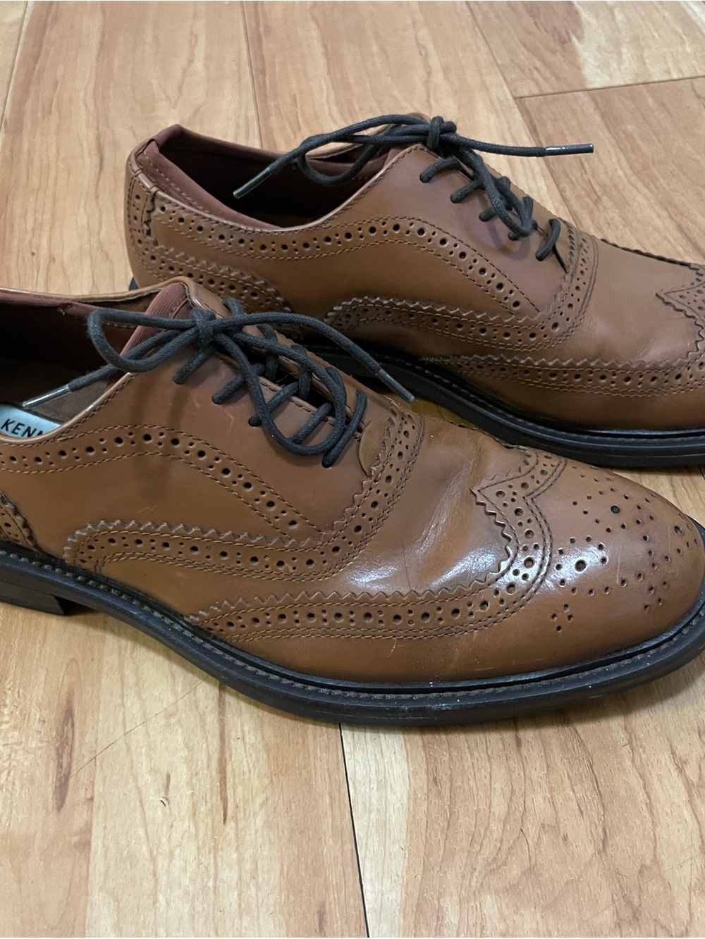 Kenneth Cole Men's Tan Leather Wingtip Moccasins